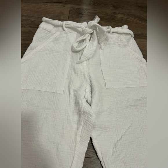 Magaschoni White Organic Cotton Tie Up Pants - Picture 2 of 5